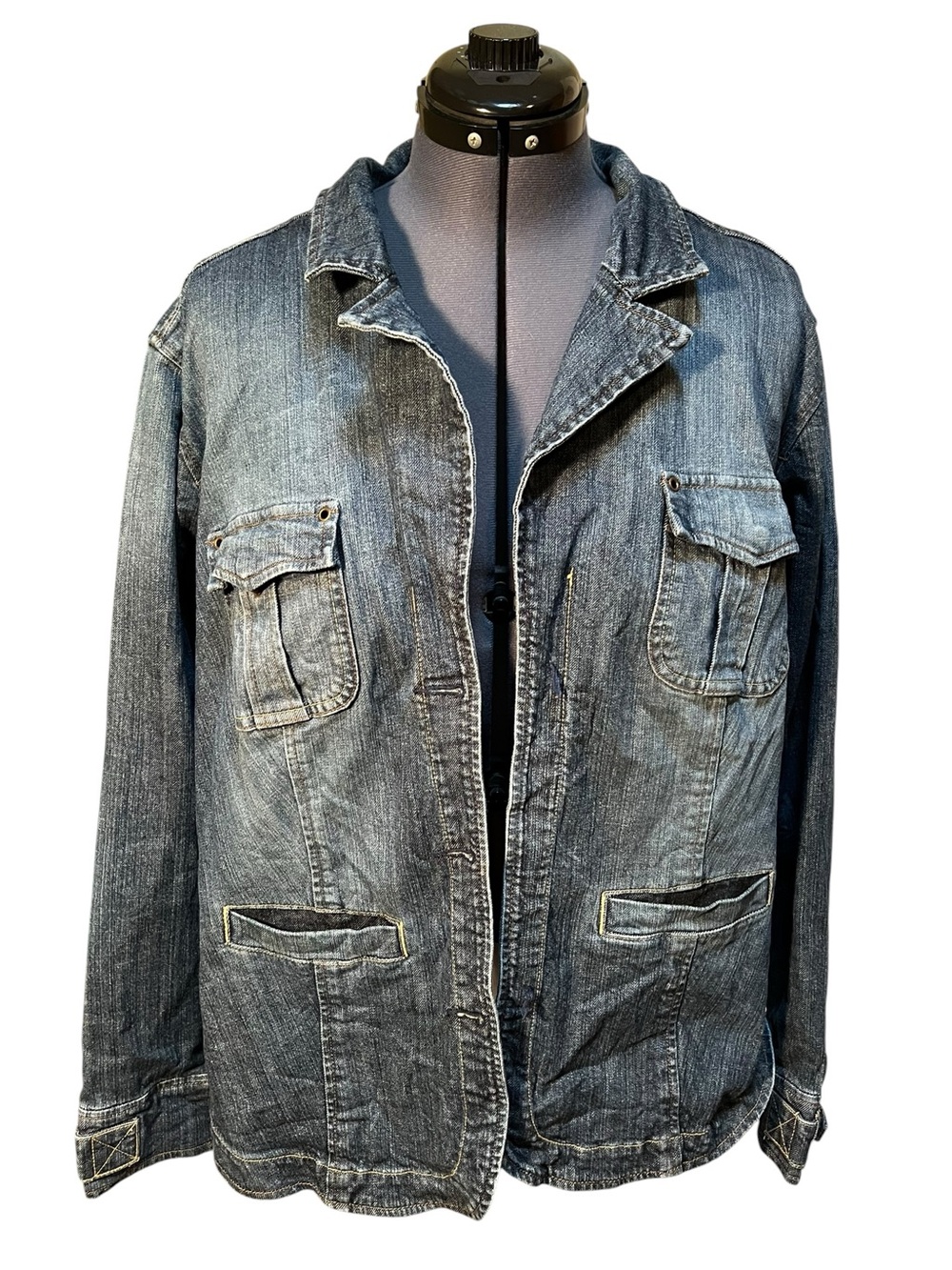 Venezia Women’s Plus Size 26/28 Denim Jean Jacket Medium Wash Missing Buttons